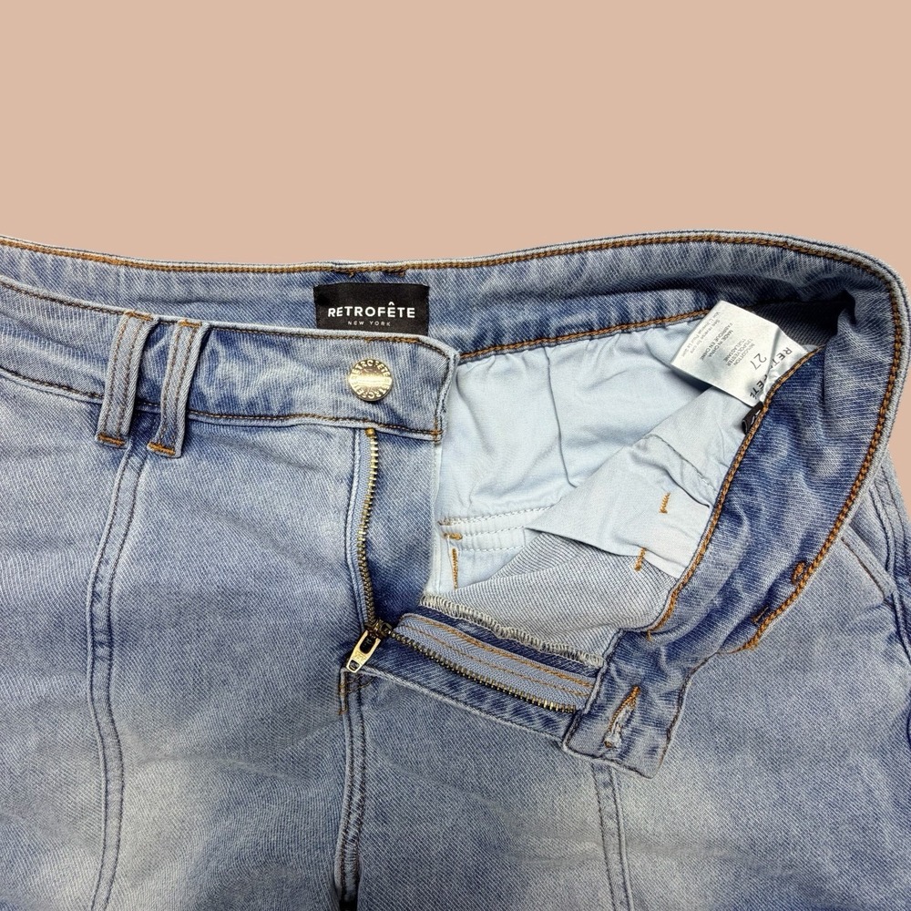 Retrofete New York Women's Cargo Light WashDenim Shorts Utility Designer Size 27 - Picture 2 of 10
